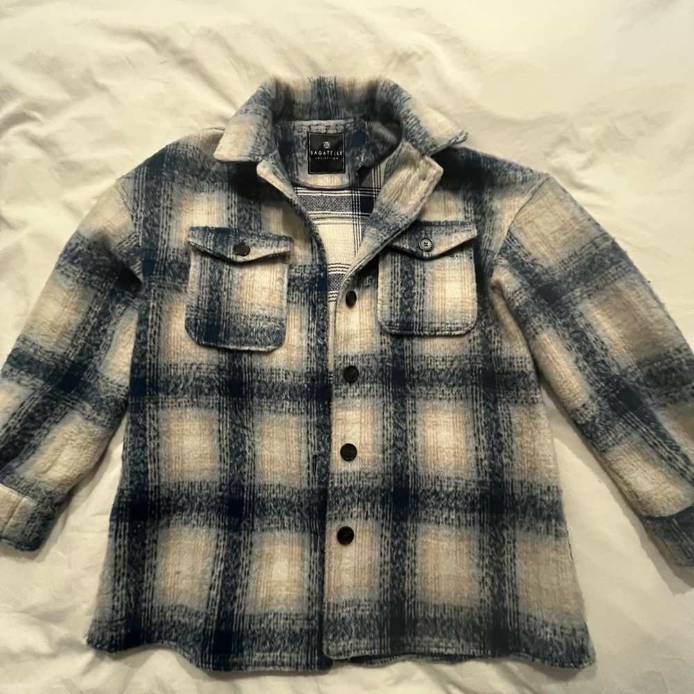 Bagatelle Blue and Cream Plaid Jacket